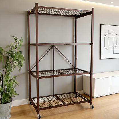 MonoLiving   Foldable 4-Tier Heavy-Duty Rolling Storage Rack