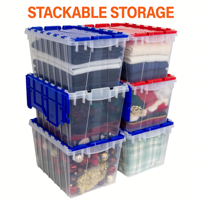 12 Gallon Clear Stackable Storage Bin with Secure Latching Lids