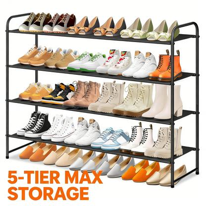 5-Tier Stackable Metal Shoe Rack Organizer (36-42 Pairs Capacity)