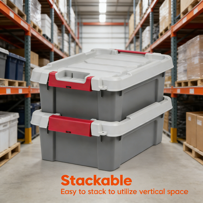 3 Gallon Heavy-Duty Garage Storage Bin with Secure Latch & Lockable Design