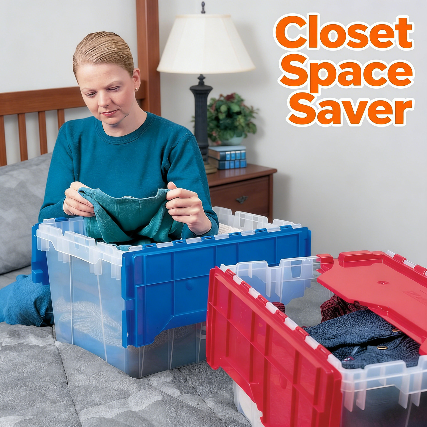 12 Gallon Clear Stackable Storage Bin with Secure Latching Lids