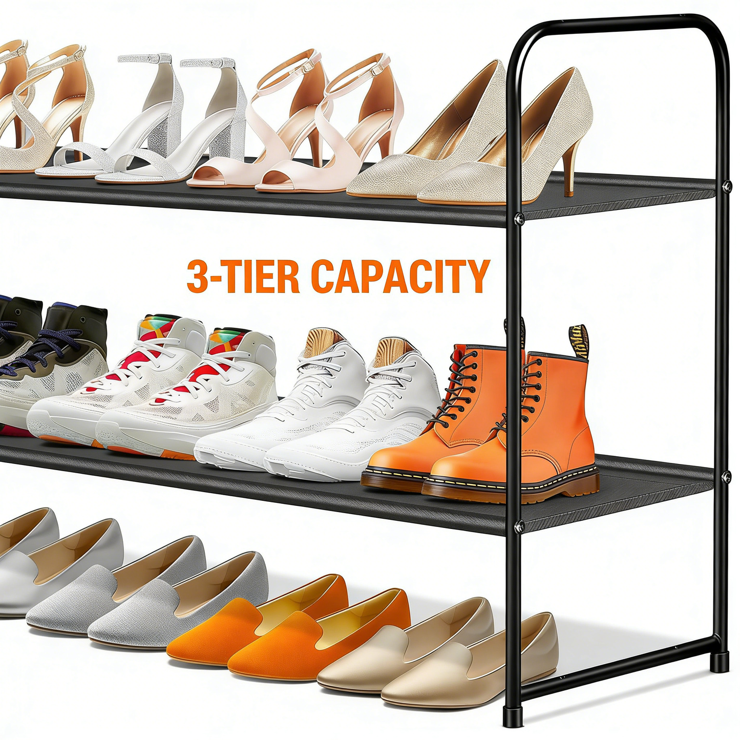 5-Tier Stackable Metal Shoe Rack Organizer (36-42 Pairs Capacity)