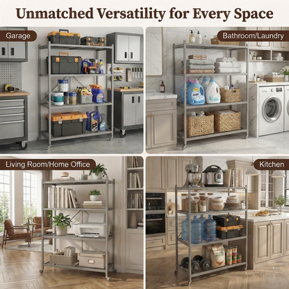 MonoLiving   Foldable 4-Tier Heavy-Duty Rolling Storage Rack