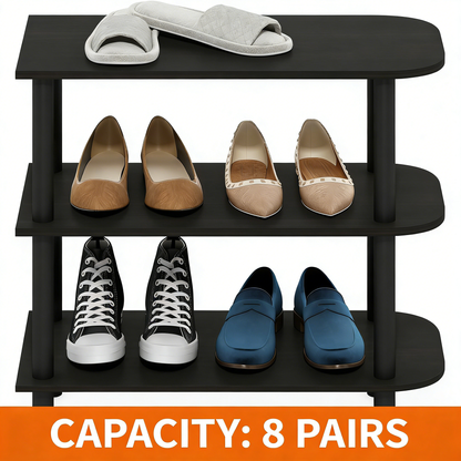 3-Tier Curved Wooden Shoe Rack Organizer