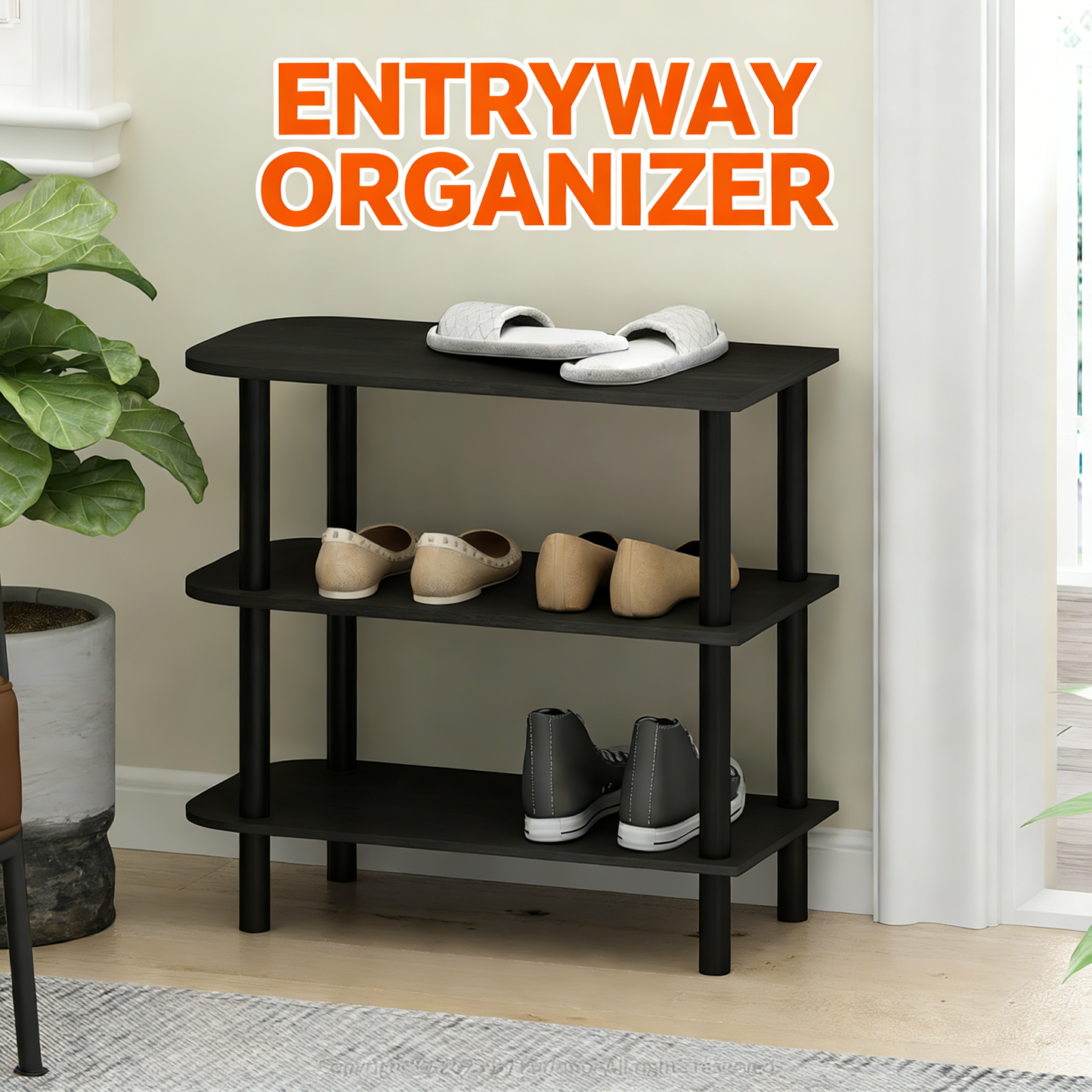 3-Tier Curved Wooden Shoe Rack Organizer