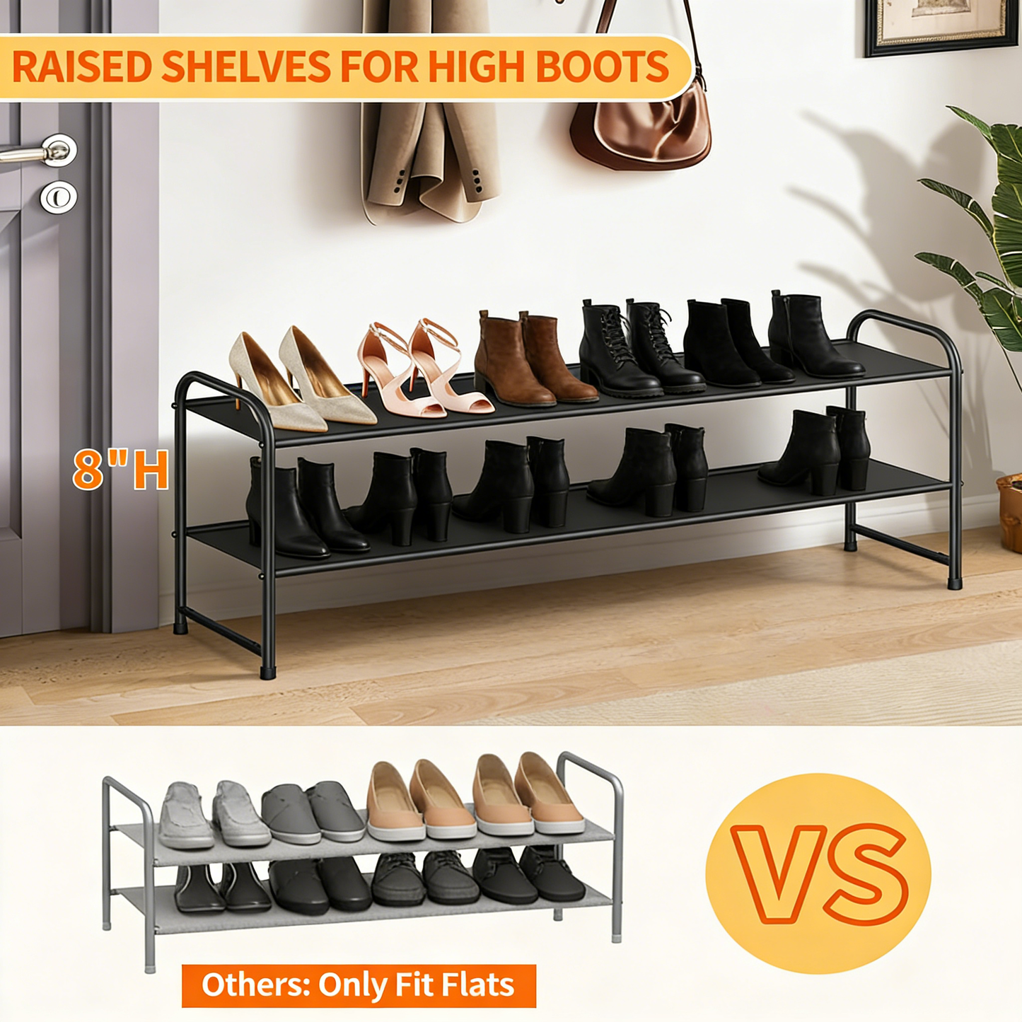 5-Tier Stackable Metal Shoe Rack Organizer (36-42 Pairs Capacity)