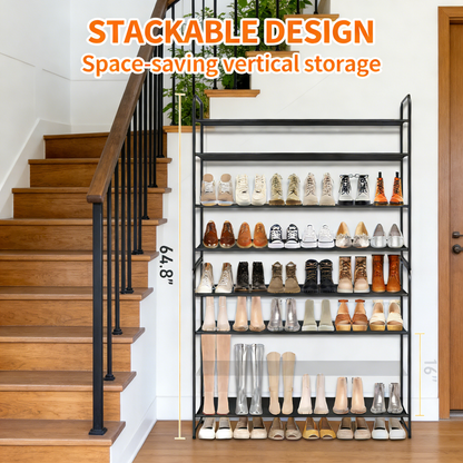 5-Tier Stackable Metal Shoe Rack Organizer (36-42 Pairs Capacity)
