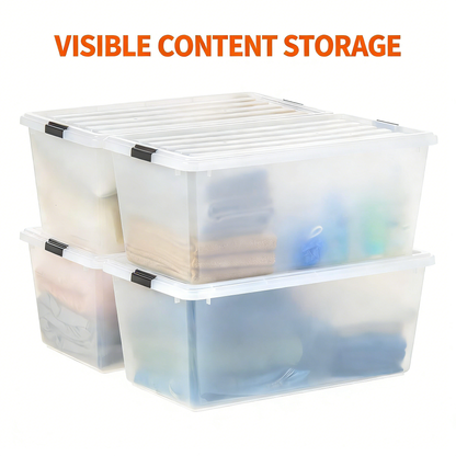 Heavy-Duty Clear Plastic Storage Tote with Secure Latching Lids