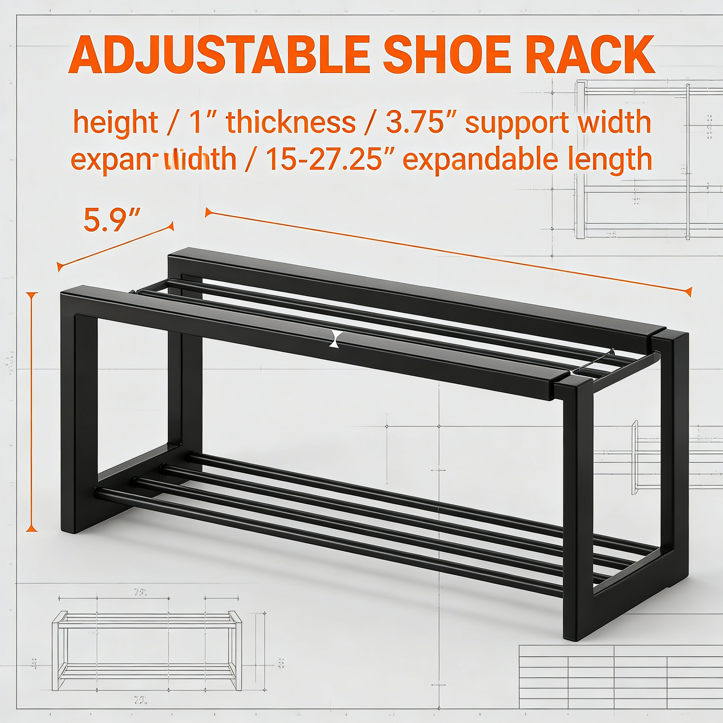 Expandable Double-Layer Metal Shoe Rack Organizer