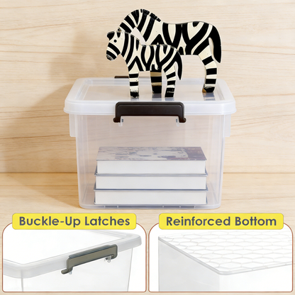 Clear Plastic Storage Bin with Secure Buckle Latches (4-Pack)