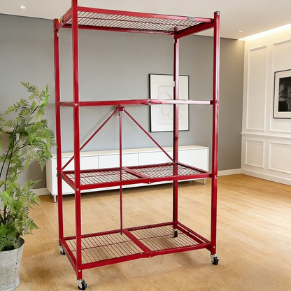 MonoLiving   Foldable 4-Tier Heavy-Duty Rolling Storage Rack