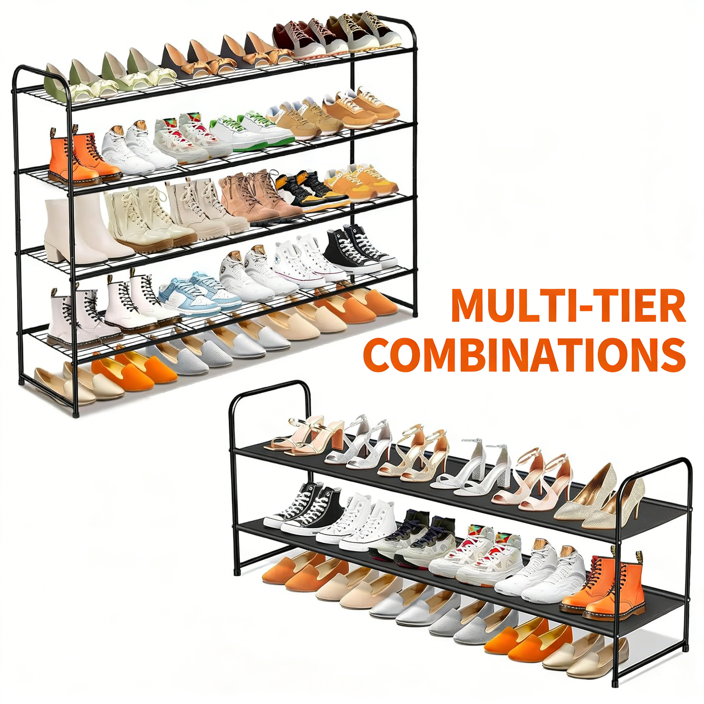 5-Tier Stackable Metal Shoe Rack Organizer (36-42 Pairs Capacity)