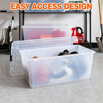 Heavy-Duty Clear Plastic Storage Tote with Secure Latching Lids